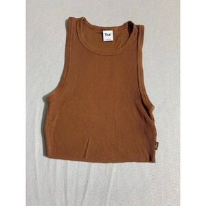 TNA Ribbed Cropped Tank Top Size Small Earthenware Minimalist Gorpcore Brown